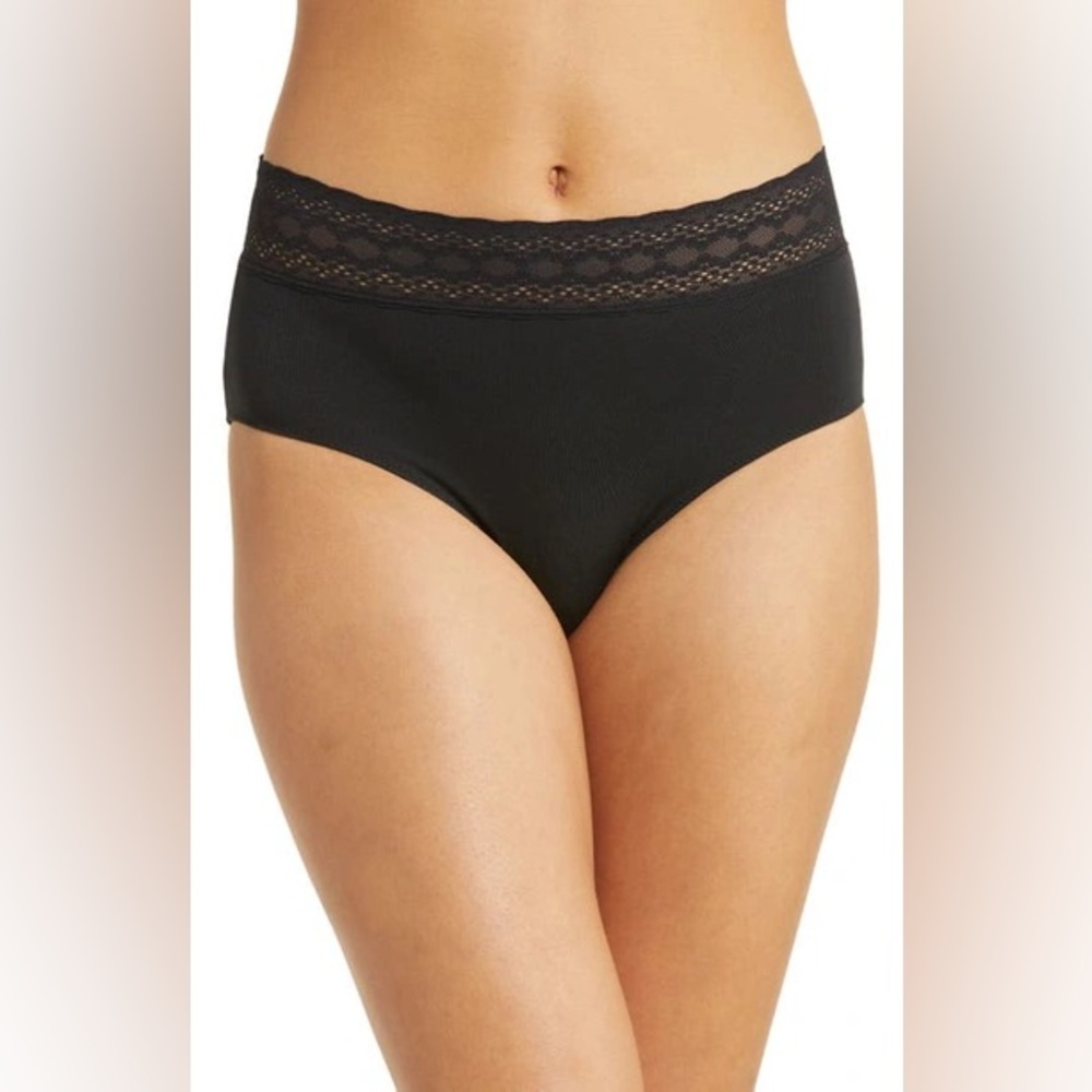 (3) MeUndies Feelfree Lace Trim High Waist Panties In Black
